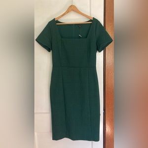 NWT Ann Taylor Loft green square neck dress 8 TALL